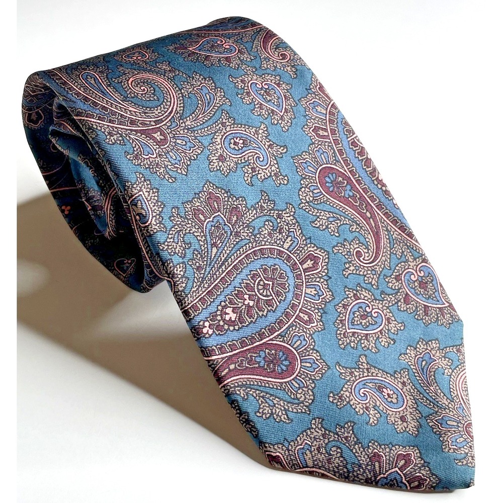 Robert Talbott Paisley Teal Pink Silk Mens Neck Tie Hand Sewn USA Made 56x3
